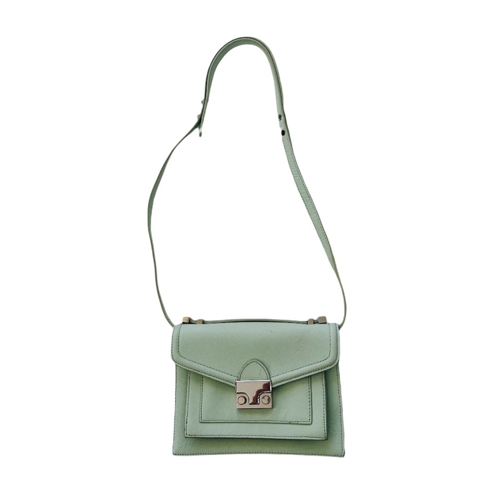 LOEFFLER RANDAL Mint Green Saffiano  Leather Mini Rider Bag Crossbody